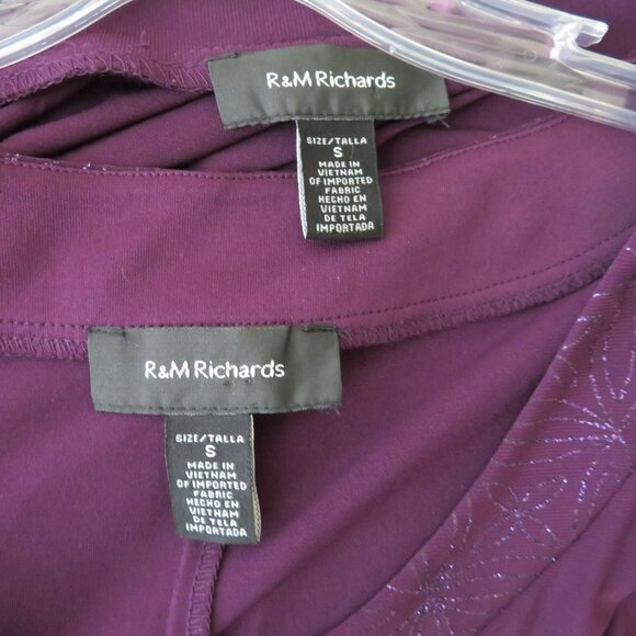 R&M Richards Dress Jacket S Plum Purple Shimmer Sheer Cruise Wedding Party - Picture 9 of 16